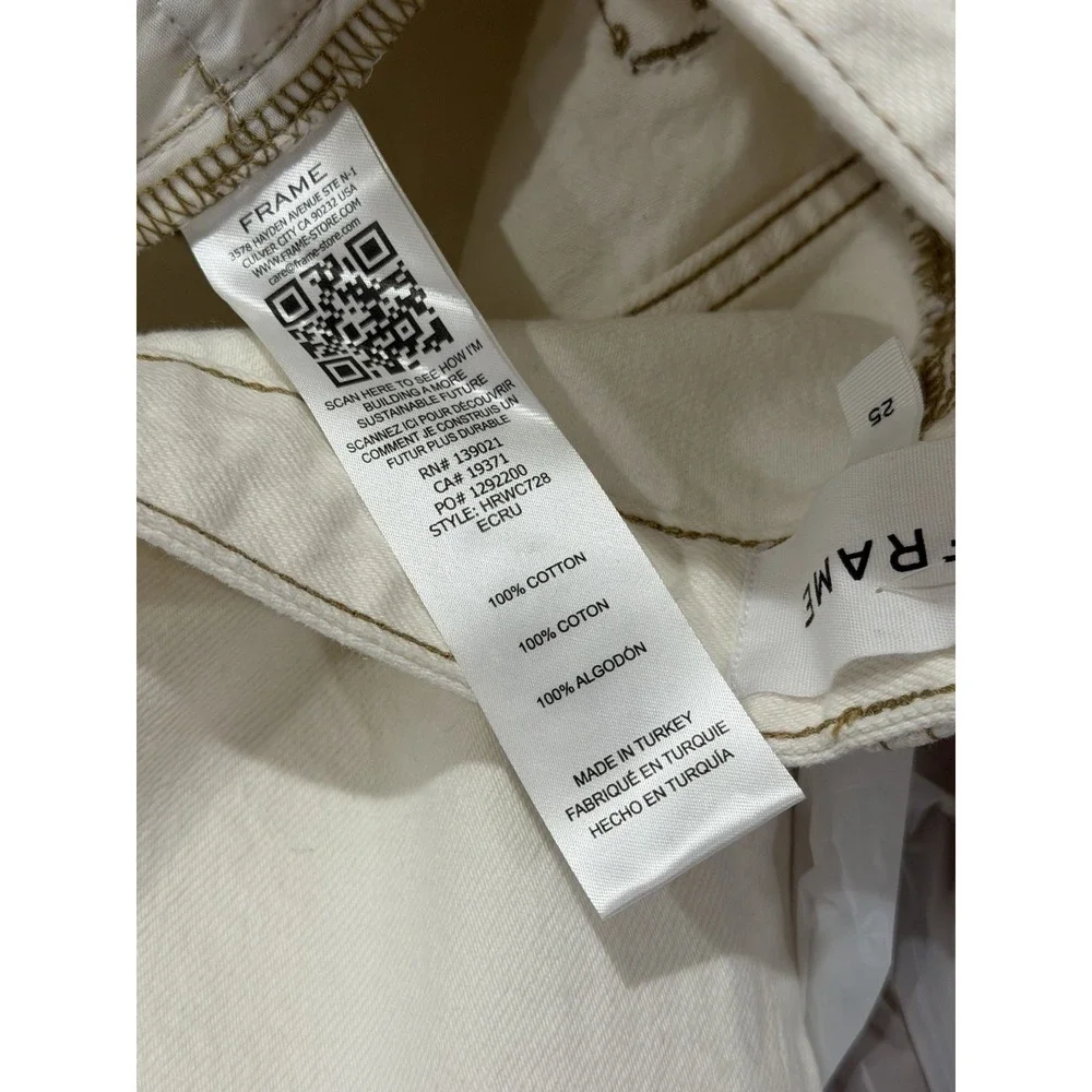 NWT $248 Frame Women's High Rise Wide Leg Crop Jeans ECRU Denim 4 Palazzo 25‎